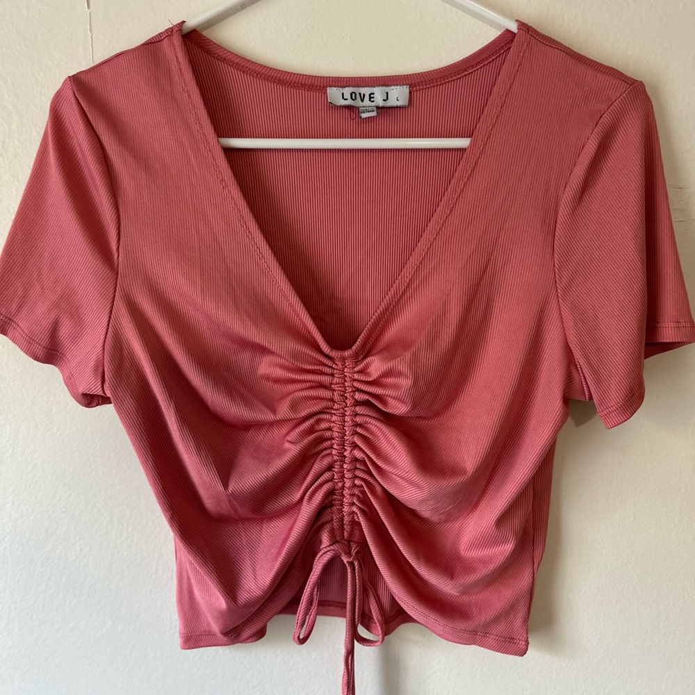Love J Women's Mauve Pink Ribbed Crop Top